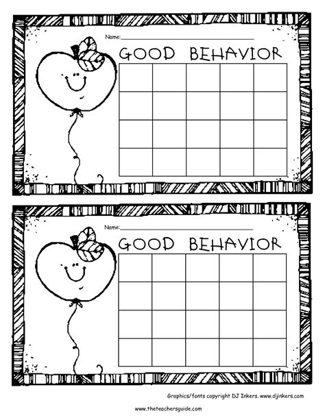 Free Behavior Calendar Printables - Ginny Margery