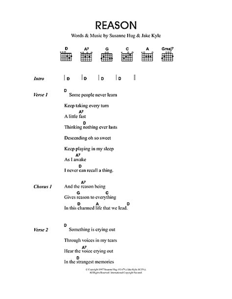 Reason (Guitar Chords/Lyrics) - Print Sheet Music Now