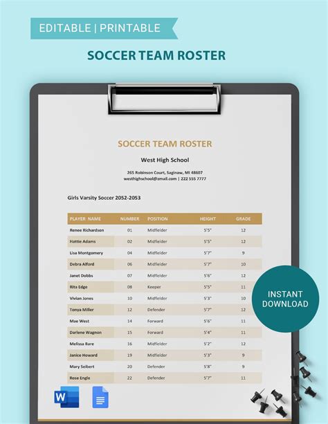 Google Docs Roster Template