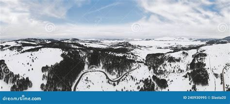 Aerial Panoramic View of Zlatibor, Mountain Resort, Serbia in the Snowy ...