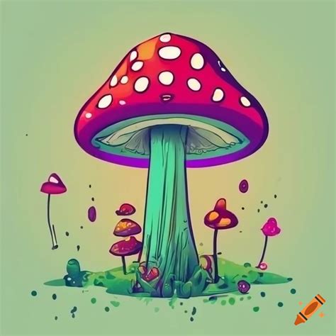 Cartoon magic mushroom t-shirt design