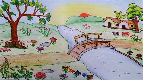 Simple Flower Garden Drawing Images / Blumengarten, flower garden, drawing, illustration ...
