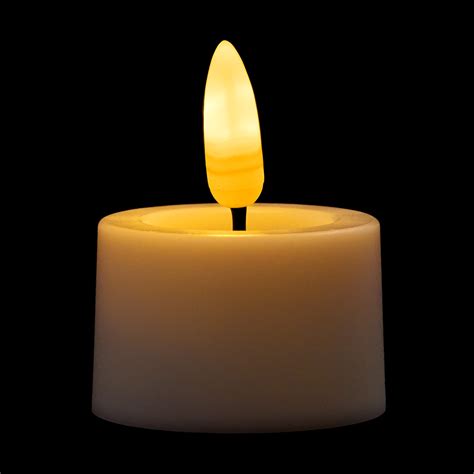 Flickering Battery Operated Black Wick Tea Light Candle - Amber