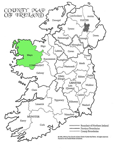 County Mayo, Ireland on FamilySearch.org ~ Where the Cusacks are from | Ireland map