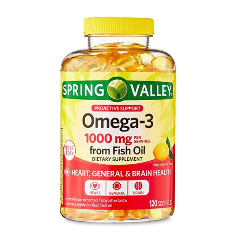 Spring Valley Proactive Support Omega-3 from Fish Oil Heart General & Brain Health Dietary ...