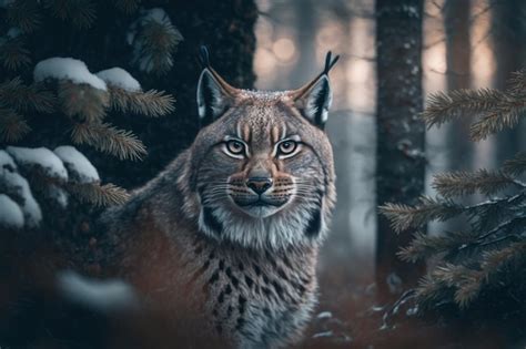 Premium AI Image | Close wild lynx in nature habitat Generative AI