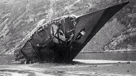 German heavy cruiser Blucher sunk in Trondheim harbor 1940.