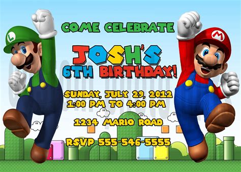 Super Mario Brothers Birthday Invitations | Super mario brothers ...