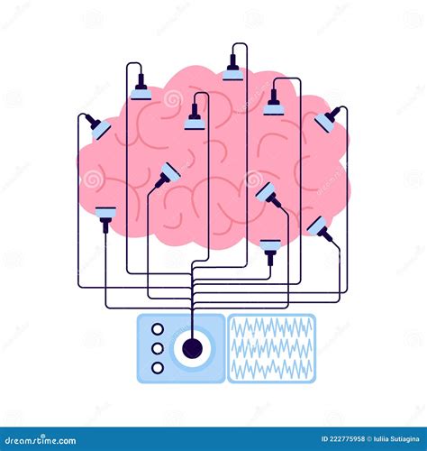 Encephalography Brain Procedure, Patient with Head Electrodes. Medical Test EEG ...