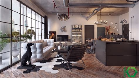 Industrial Style For Living Room Design Apply with Concrete, Brick, and ...