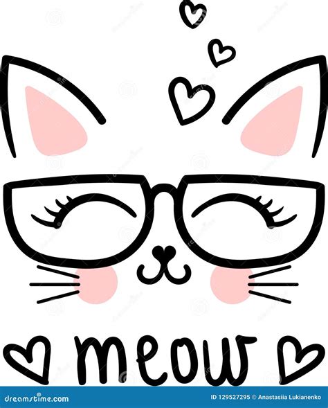 Meow. Cute Cat`s Face Vector Illustration | CartoonDealer.com #132235496