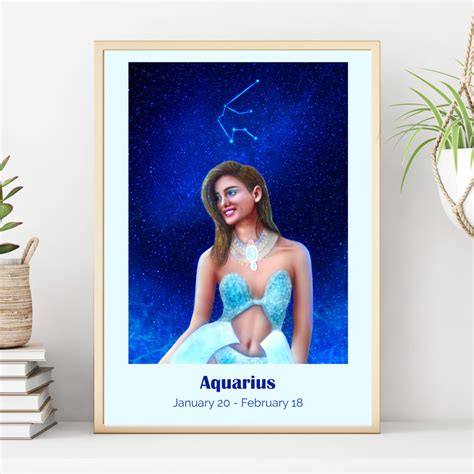 Aquarius Zodiac Sign Printable Poster (3 sizes) - Magda Design - Printable planners and ...