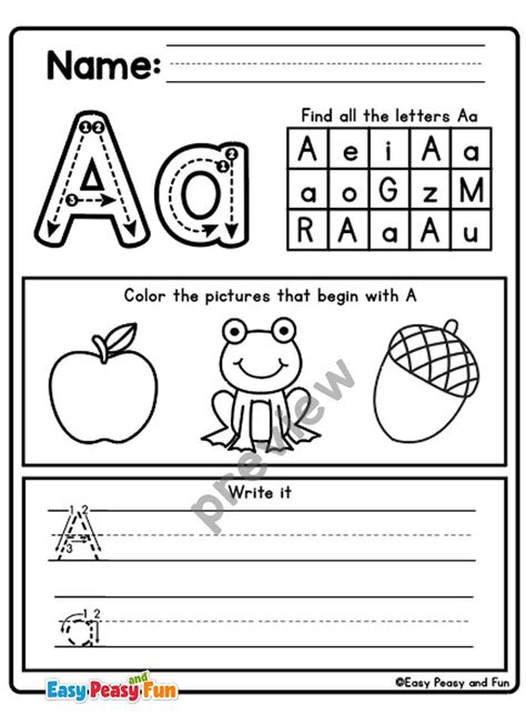 Letter A Worksheets for Preschool and Kindergarten - Easy Peasy and Fun