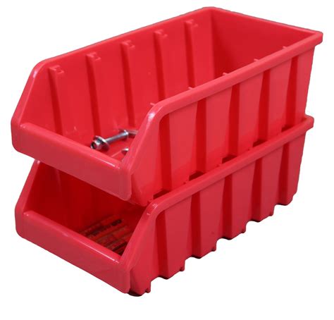 Basicwise Set of 2 Plastic Storage Stacking Bins, Red (QI003255R ...