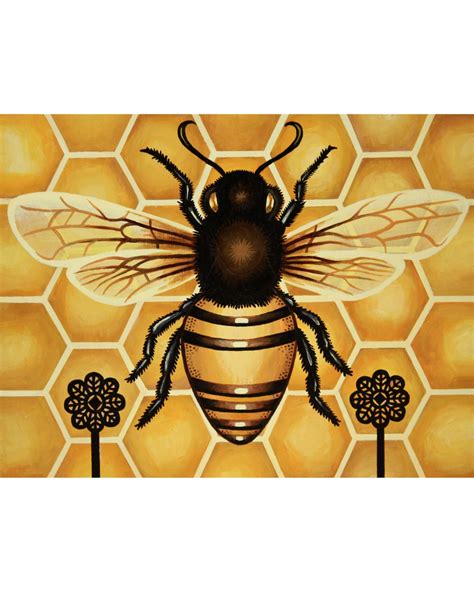 Bee Art Bee Print Bee Illustration Fine Art Print Archival