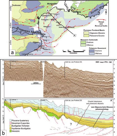 Interpretation test in the Gulf of Lion. The structural map a) has been... | Download Scientific ...