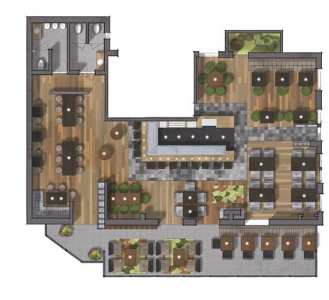 Restaurant Floor Plan 2D Rendering
