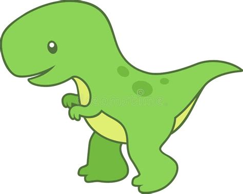 Cute T-Rex with Outline Vector Illustration on White Stock Vector - Illustration of extinct ...