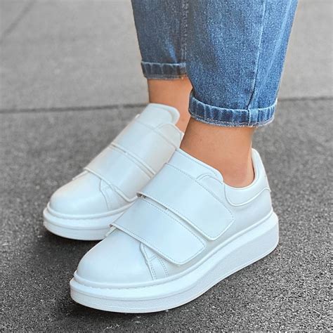 Martin Valen Women's Double Velcro Sneakers Full White