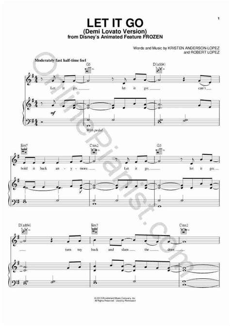 Let It Go Piano Sheet Music | OnlinePianist