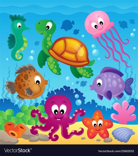 Image with undersea theme 7 vector image on VectorStock in 2024 | Art ...