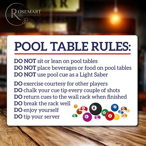 Pool table rules metal sign. Can be personalised – Rosemart signs Limited