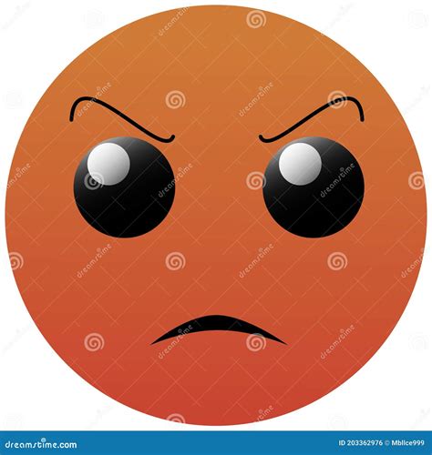 Vector Emoji Red Angry Sad Face with Eyes and Mouth on White Background. Funny Cartoon Emoji ...