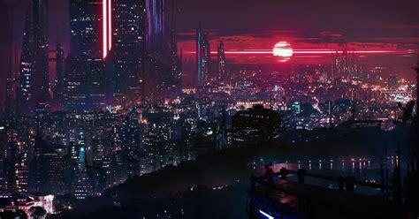 scenery, background, city / Cyberpunk 2077 - pixiv