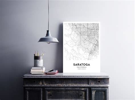 Saratoga Map Print, Saratoga Map Poster Wall Art, Ca City Map, California Print Street Map Decor ...