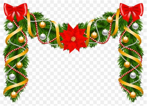 Christmas Garland Wreath Poinsettia Clip Art, PNG, 6043x4362px ...