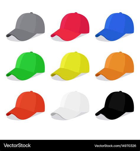 Flat caps set with different colors Royalty Free Vector