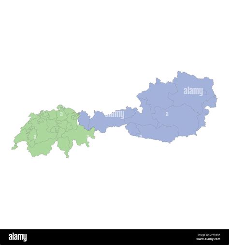 High quality political map of Austria and Switzerland with borders of ...