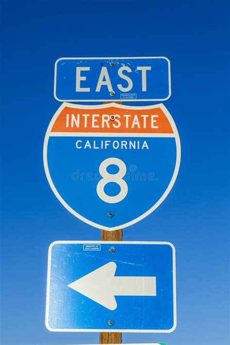 Interstate 8 Sign in California with Blue Sky Stock Photo - Image of direction, california: 37214664