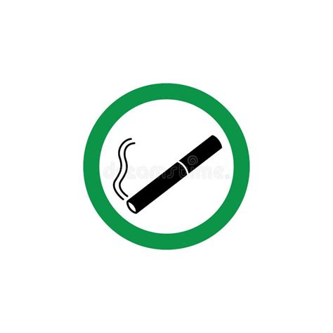 Green Cigarette Sign for Smoking Area, Round Sticker Sign for Smoke ...