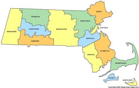 Massachusetts county map | state county maps