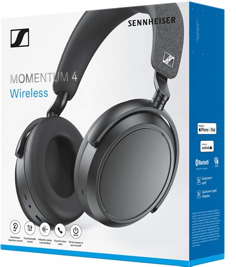 Sennheiser Momentum 4 Wireless Adaptive Noise-Canceling Over-The-Ear Headphones Black M4AEBT ...