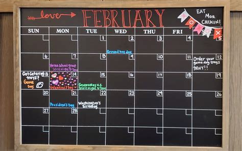 February Chalkboard Calendar - Printable Calendars AT A GLANCE