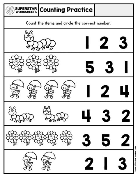 Kindergarten Counting Worksheets - Superstar Worksheets