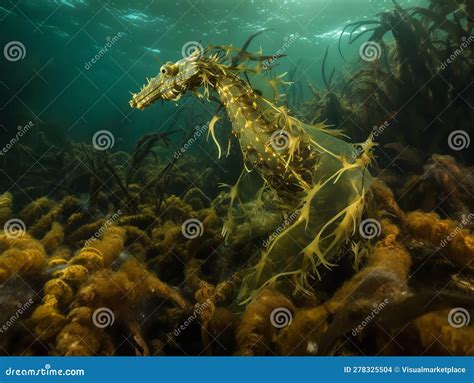 The Cryptic Camouflage of the Leafy Sea Dragon Stock Illustration - Illustration of movements ...