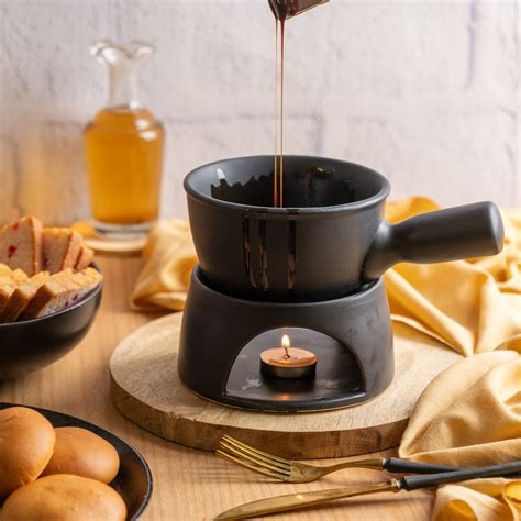 Classic Black Ceramic Fondue Pot - Glimpse Homes