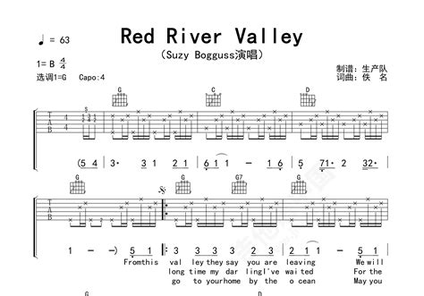 Red River Valley吉他谱 Suzy Bogguss 进阶B/C♭大调乡村 弹唱谱-吉他谱中国