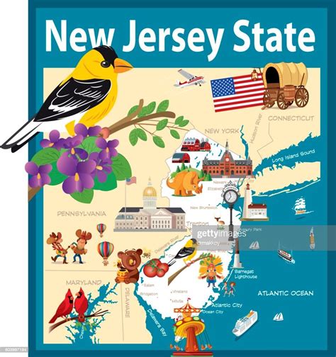 Cartoon Map Of New Jersey State High-Res Vector Graphic - Getty Images