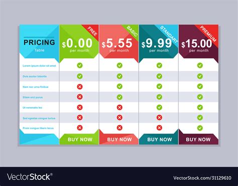 Pricing table design simple price list design Vector Image