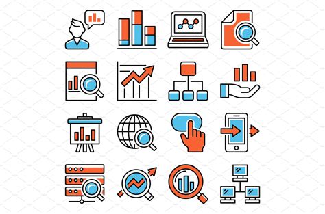 Data Analysis Icons Set on White | Vector Graphics ~ Creative Market