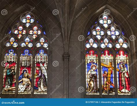 Cathedral Lyon France Painted Stained Glass Stock Photo | CartoonDealer ...