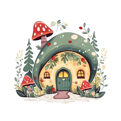 Beautiful Flat Design Christmas Card With Fairy House, Funny Christmas, Christmas Cartoon, Cute ...