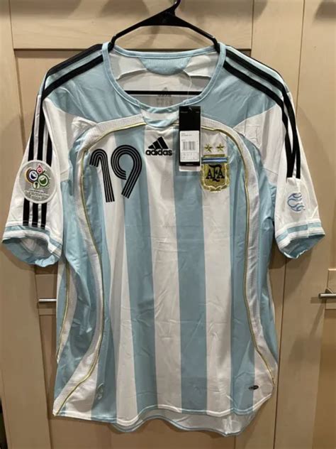 2006 ADIDAS ARGENTINA Home Soccer Jersey Lionel Messi L First World Cup Germany $85.00 - PicClick