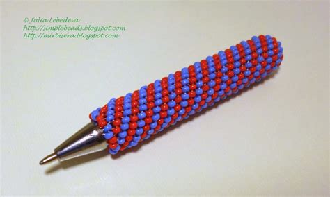 Beading for the very beginners: Pen decorated with seed beads in peyote stitch