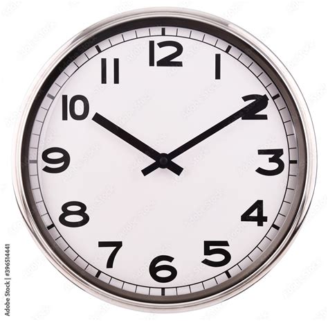 Wall clock isolated on white. Ten past ten. Stock Photo | Adobe Stock