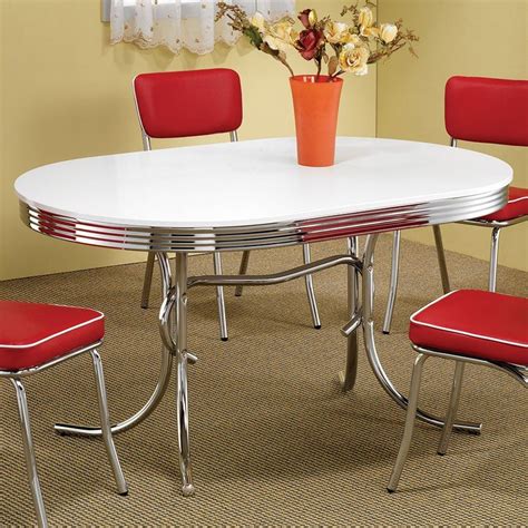 Retro Dining Room Set W/ Red Chairs Coaster Furniture | Furniture Cart